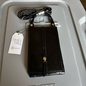 Time and Tru Black Crossbody Bag with Gold Accents